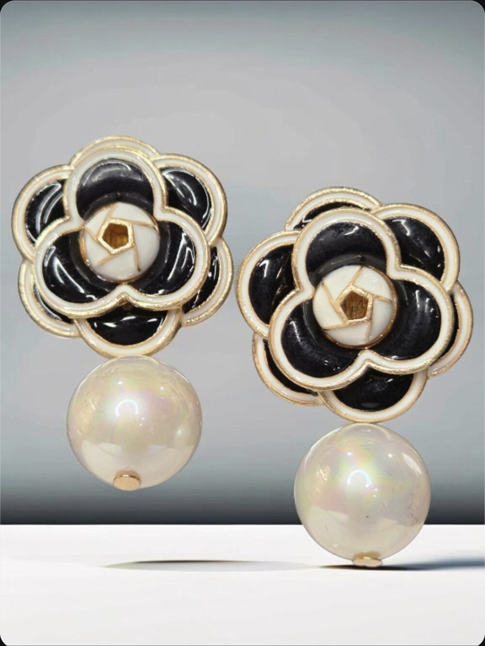 Luxury Ethereal Camellia Flower Pearl Dangle Earrings